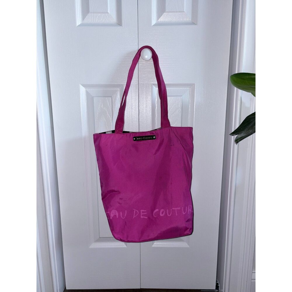 Vintage Juicy Couture Pink & Black Striped Reversible Tote Bag Y2K